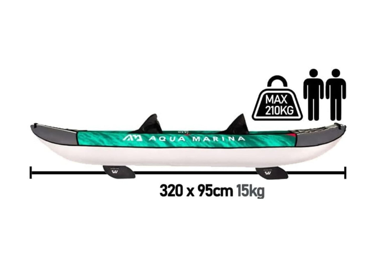 Aqua Marina Laxo-285 Kajak Set, aufblasbar, 1 Person, 285 x 90 cm, Paddel, Pumpe, Rucksack