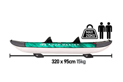 Aqua Marina Laxo-285 Kajak Set, aufblasbar, 1 Person, 285 x 90 cm, Paddel, Pumpe, Rucksack