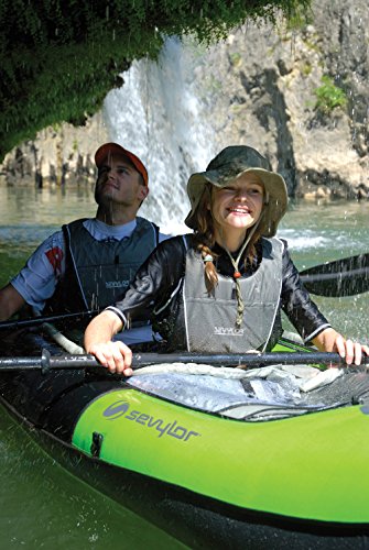 Sevylor Yukon Kajak, 2 Personen, aufblasbar, Faltkajak, Kanadier, Packsack, 382 x 98 cm, Grün/Schwarz