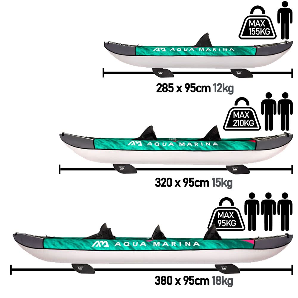 Aqua Marina Laxo-285 Kajak Set, aufblasbar, 1 Person, 285 x 90 cm, Paddel, Pumpe, Rucksack