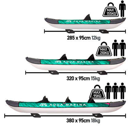 Aqua Marina Laxo-285 Kajak Set, aufblasbar, 1 Person, 285 x 90 cm, Paddel, Pumpe, Rucksack
