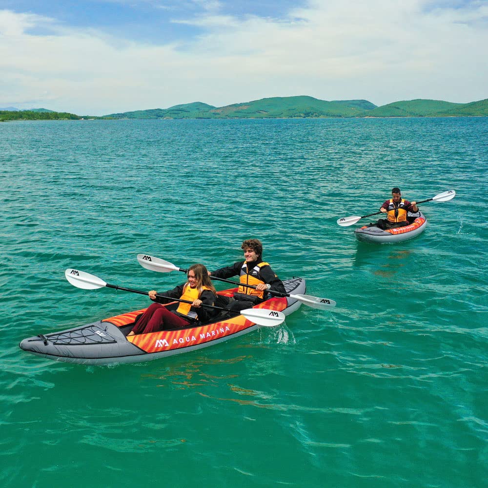 Aqua Marina Memba 390x90 cm, Kajak Set, aufblasbar, 2 Personen, Paddel, Pumpe, Rucksack