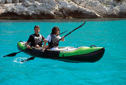 Sevylor Yukon Kajak, 2 Personen, aufblasbar, Faltkajak, Kanadier, Packsack, 382 x 98 cm, Grün/Schwarz