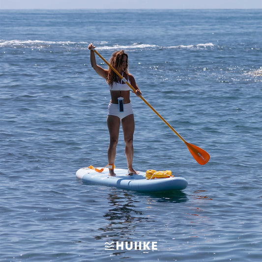HUIIKE SUP Board 305x84x15 cm, aufblasbar, mit Paddel, Finnen, Pumpe, bis 130 kg, stabil & rutschfest