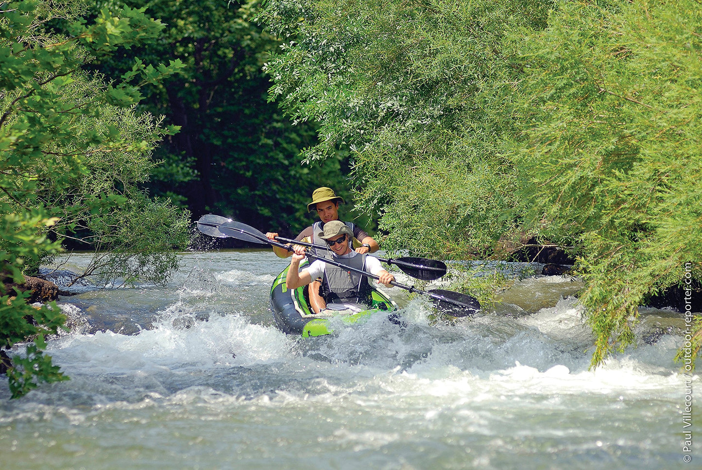 Sevylor Yukon Kajak, 2 Personen, aufblasbar, Faltkajak, Kanadier, Packsack, 382 x 98 cm, Grün/Schwarz